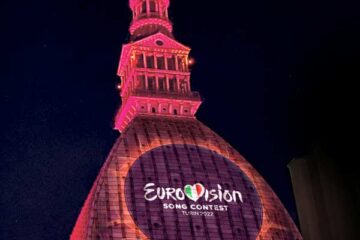 Eurovision Song Contest projection of the logo on the Mole Antonelliana