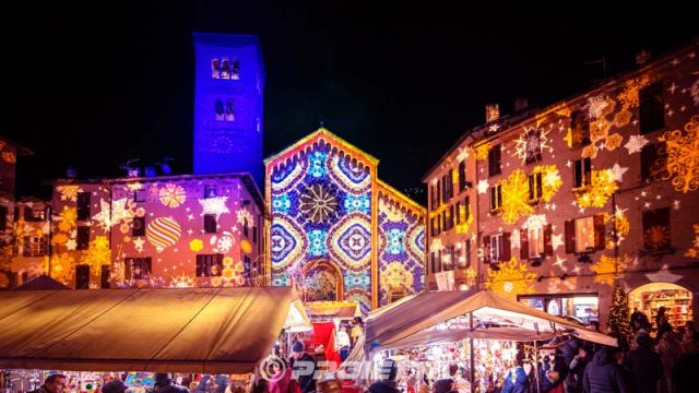 Christmas lights and market