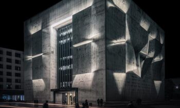 Mapped projection on a modern building