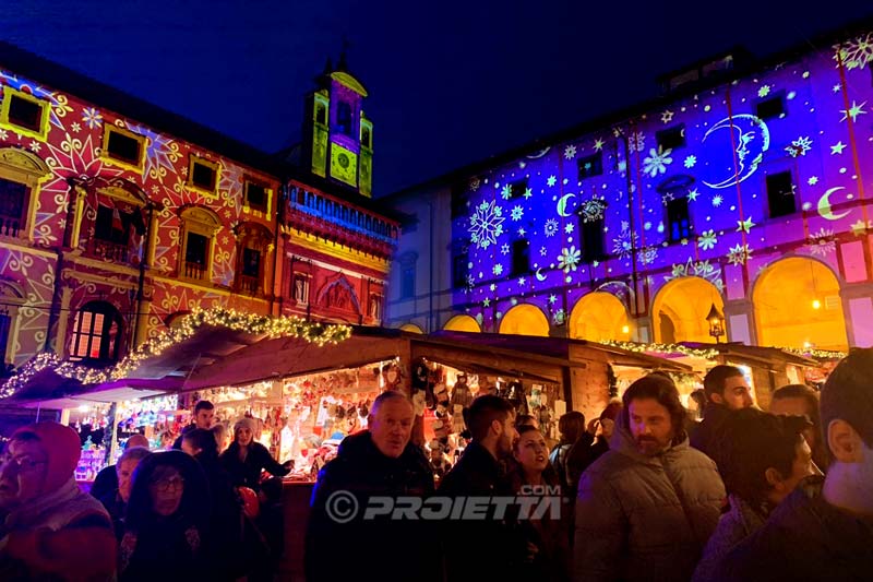 Christmas atmosphere in the city with christmas projection