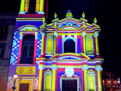 architectural mapped lighting with projectors