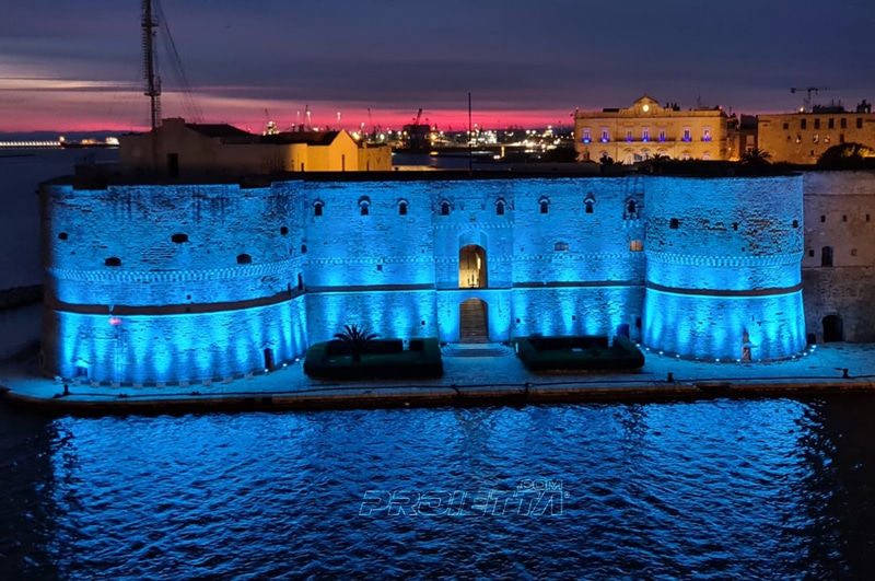 Blue Architectural Lighting - Aragonese Castle, Taranto