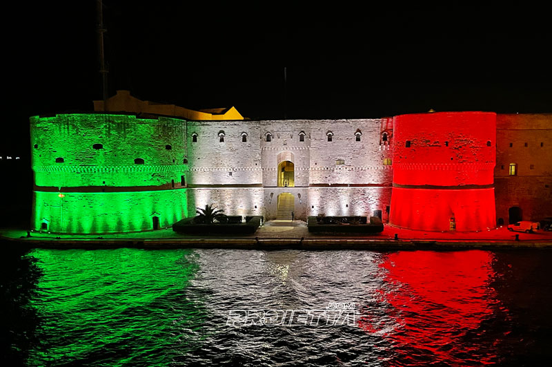 Italian Tricolor Projection - Aragonese Castle of Taranto